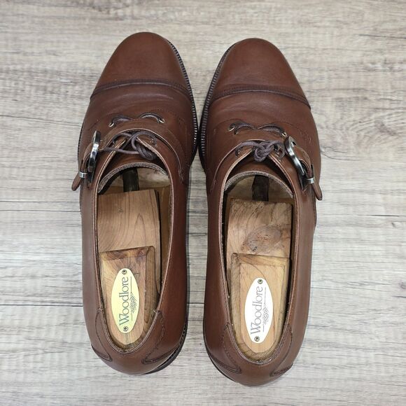 Salvatore Ferragamo Studio Men's Sz 9.5 D Brown Monk Strap Cap Toe Dress Shoes - Picture 10 of 10